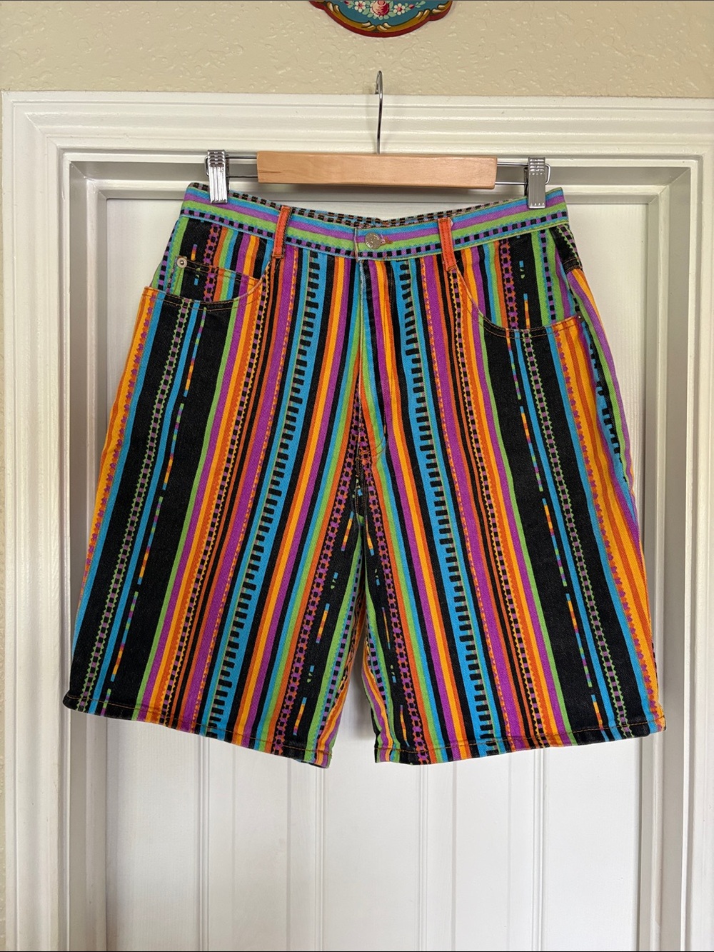 Vintage Men's Colorful Denim Shorts